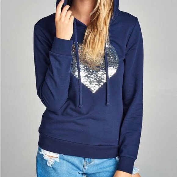 Sequin Heart Hoodie - Picture 2 of 4